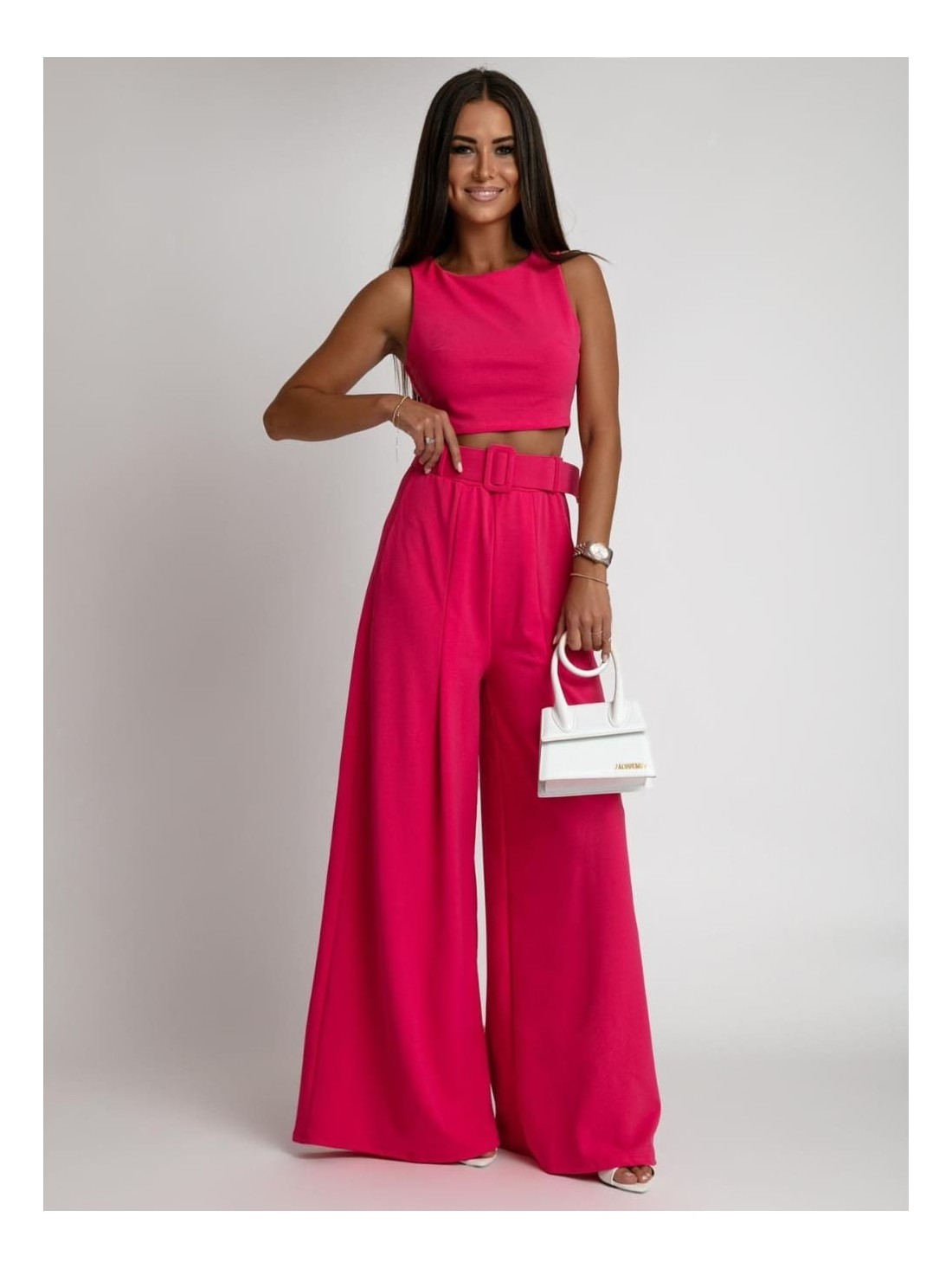 2-piece set, wide pants and dark pink blouse AZRHP3868